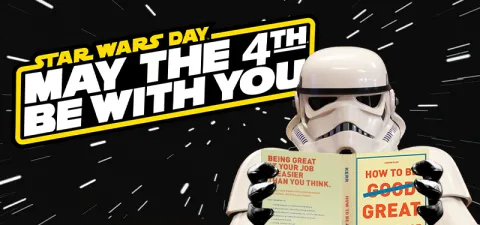 Storm Trooper reading a library book