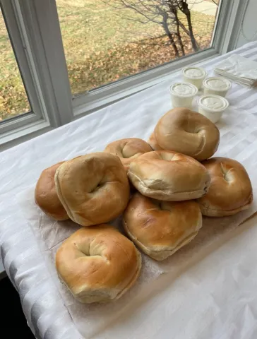 photograph of bagels and cream cheese