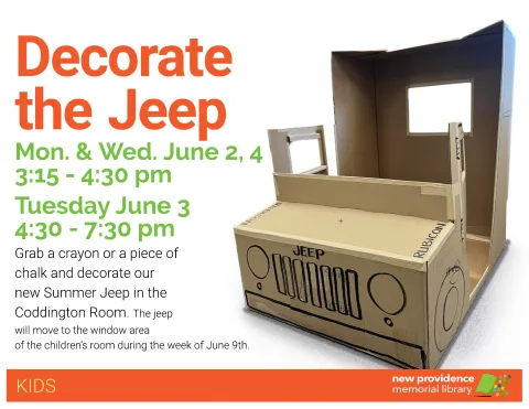 Help decorate our summer jeep with crayons or chalk.