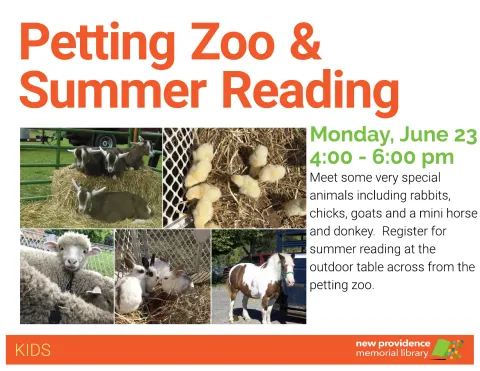 Meet some special animals and sign up for summer reading - all outside!