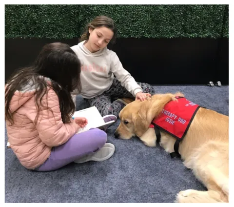 Children Reading to a Service Dog