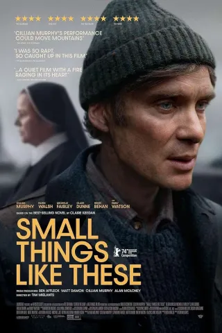 The cover of Small Things Like These has a man wearing a knit cap.