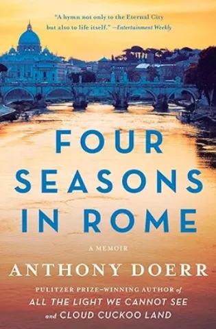 The cover of Four Seasons in Rome is a photograph of the Roman skyline including St. Peter's.