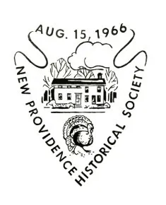 New Providence Historical Society logo displays an engraving of a house, the date August 15, 1966 and a turkey.