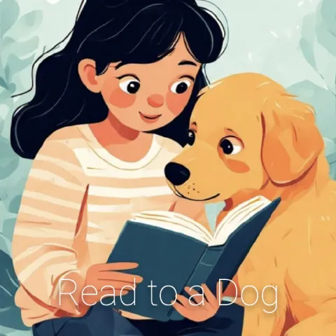 Girl reading to dog