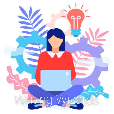 Graphic of girl writing on laptop
