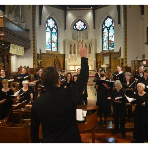 An image taken during a performance by the Concord Singers