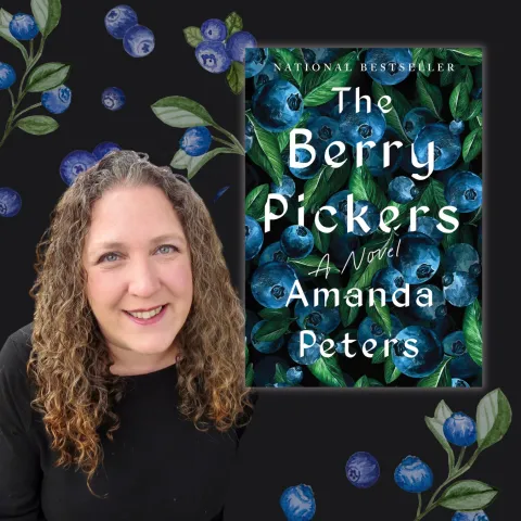 A photo of Amanda Peters and her book, The Berry Pickers.