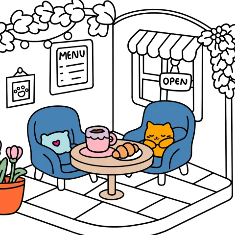 partially completed coloring page