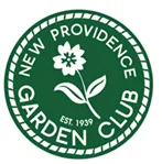A green seal with a white flower that reads New Providence Garden Club