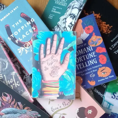 A stack of books written by authors of Romani descent