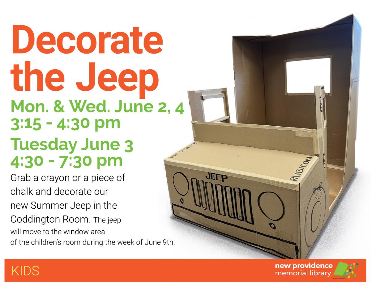 Help decorate our summer jeep with crayons or chalk.