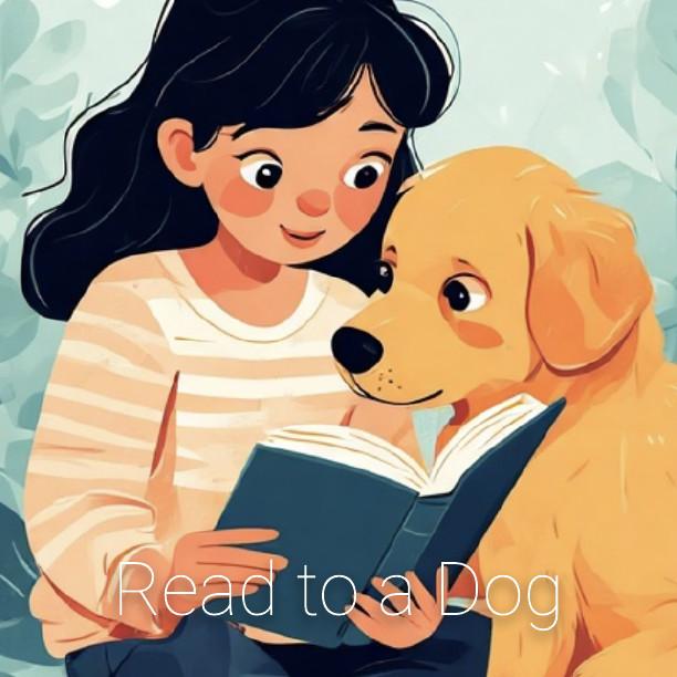 Girl reading to dog