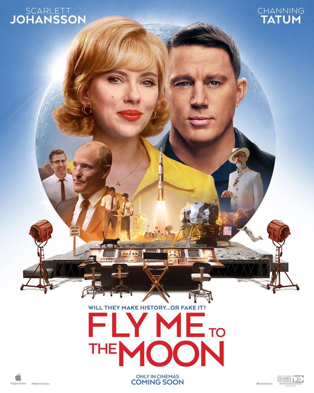 Image of Scarlett Johansson and Channing Tatum with a rocket launching between them