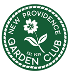 A green seal with a white flower that reads New Providence Garden Club